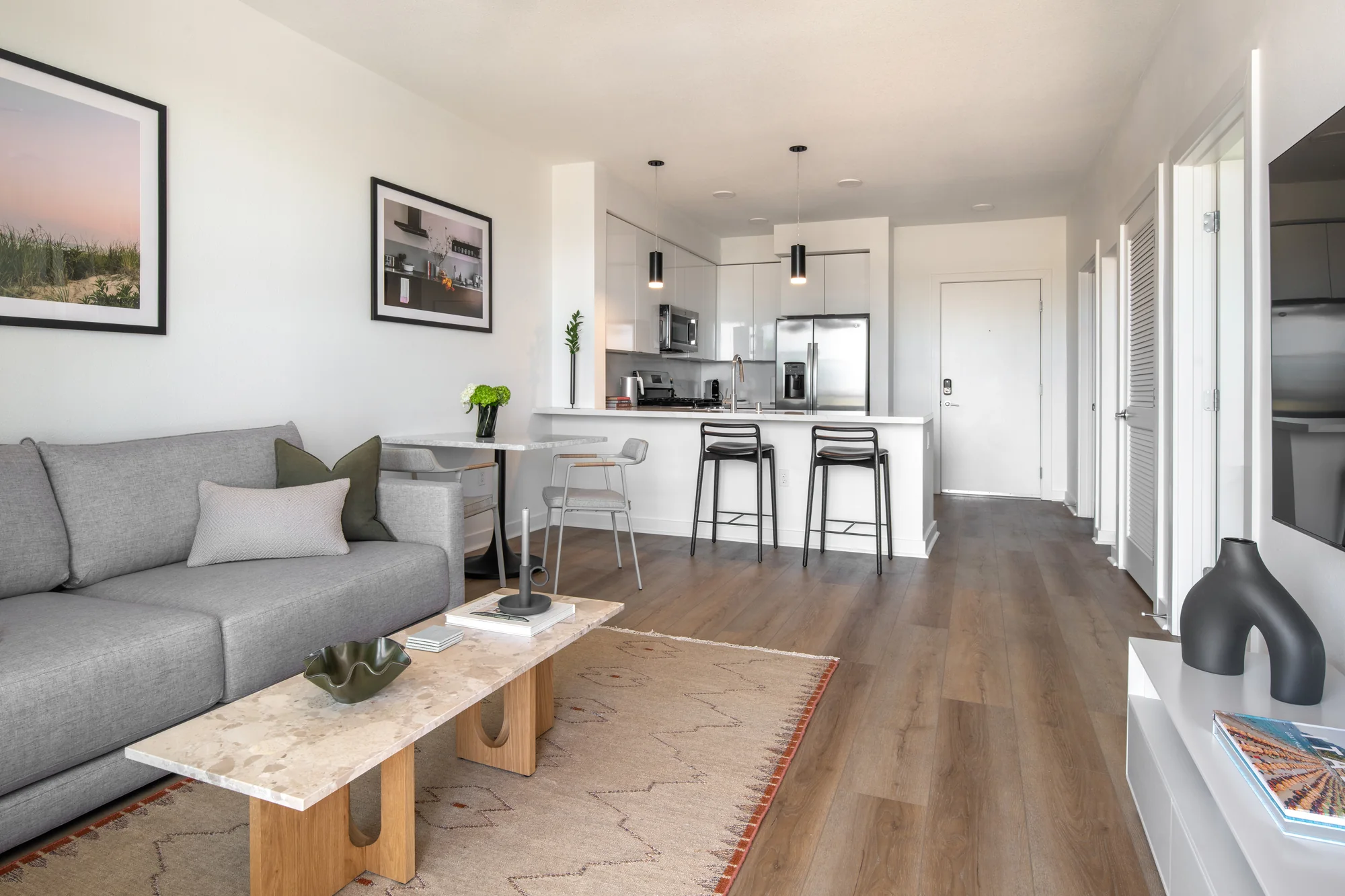 Living room in the Signature One Bedroom at Ariva Serviced Residences